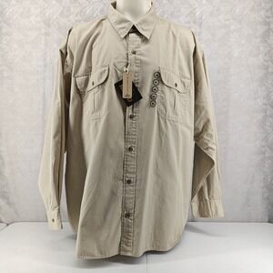 RedHead Button Down Shirt Mens 4XL Khaki New Pigment Dyed Long Sleeve Utility